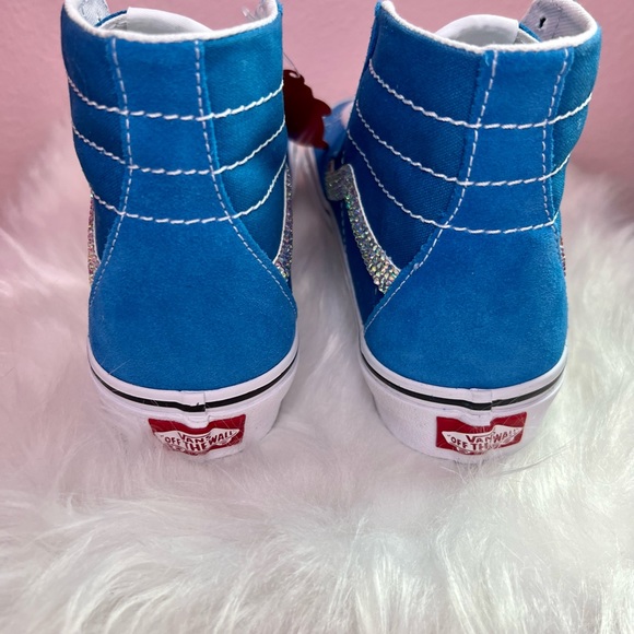 NWOT Custom Bling Blue Suede Vans Sneakers M6/W8 - Picture 8 of 8
